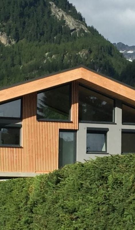 Maison bardage à claire voie, menuiserie aluminium vallorcine